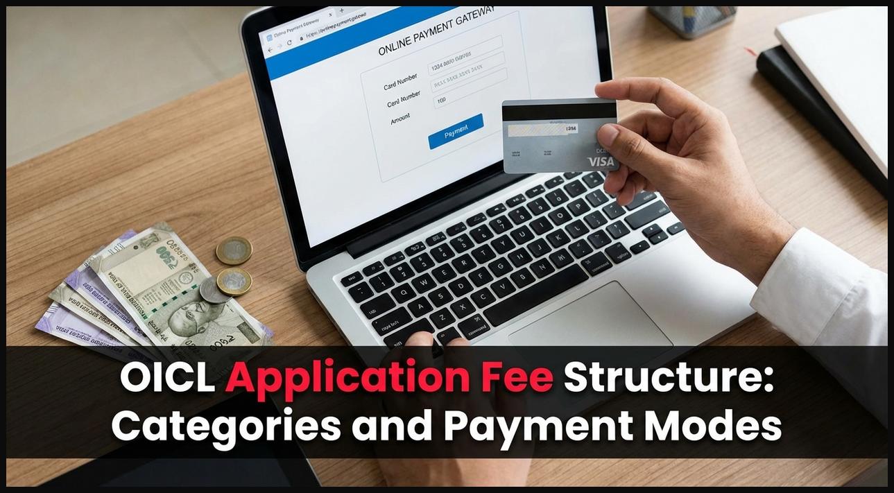 A hand holding a credit card near a smartphone, symbolizing online application fee payment for OICL recruitment.