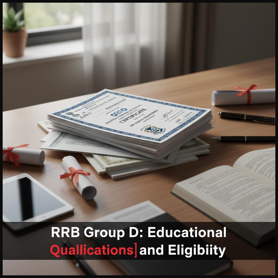 Stack of educational certificates, representing the eligibility criteria for RRB Group D.